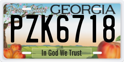 GA license plate PZK6718