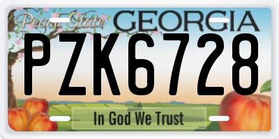GA license plate PZK6728