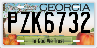 GA license plate PZK6732