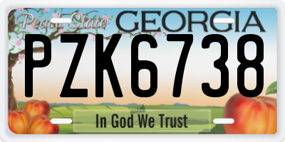 GA license plate PZK6738