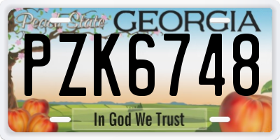 GA license plate PZK6748
