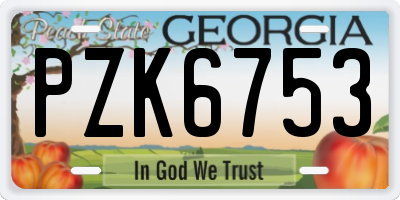 GA license plate PZK6753