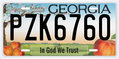GA license plate PZK6760