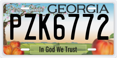 GA license plate PZK6772