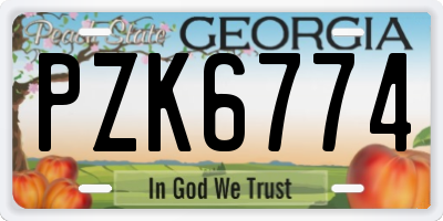 GA license plate PZK6774
