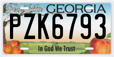 GA license plate PZK6793