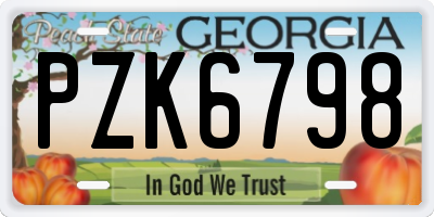 GA license plate PZK6798