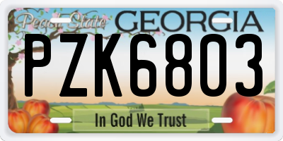 GA license plate PZK6803