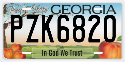 GA license plate PZK6820