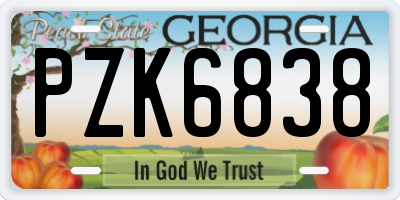 GA license plate PZK6838