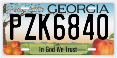GA license plate PZK6840
