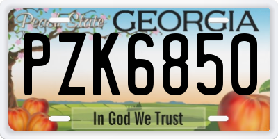 GA license plate PZK6850