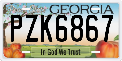 GA license plate PZK6867