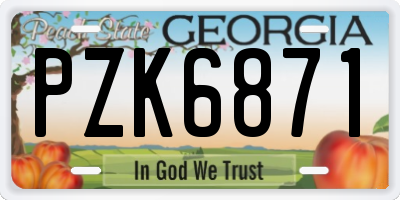 GA license plate PZK6871