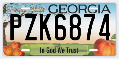 GA license plate PZK6874
