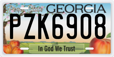 GA license plate PZK6908