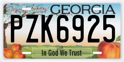 GA license plate PZK6925