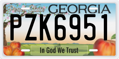 GA license plate PZK6951