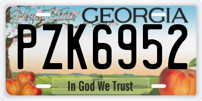 GA license plate PZK6952