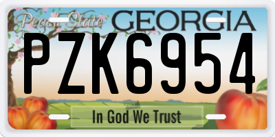 GA license plate PZK6954