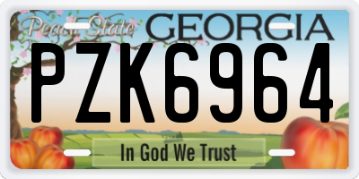 GA license plate PZK6964