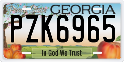 GA license plate PZK6965