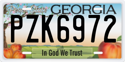 GA license plate PZK6972