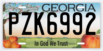 GA license plate PZK6992