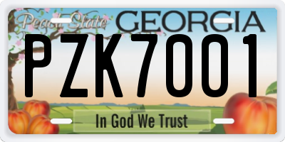 GA license plate PZK7001