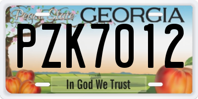 GA license plate PZK7012