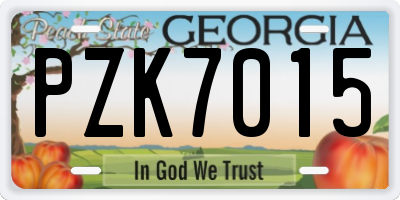 GA license plate PZK7015