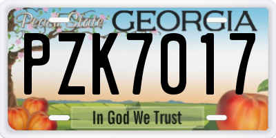GA license plate PZK7017