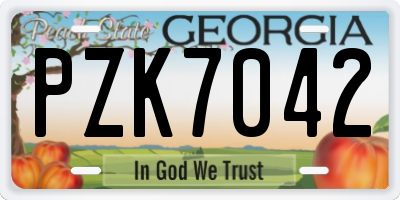 GA license plate PZK7042