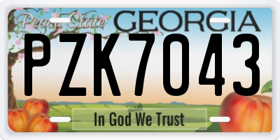 GA license plate PZK7043