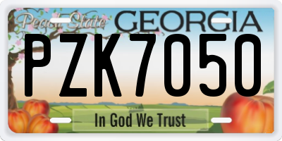 GA license plate PZK7050