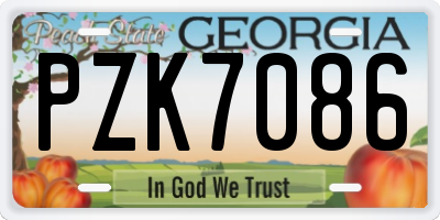 GA license plate PZK7086