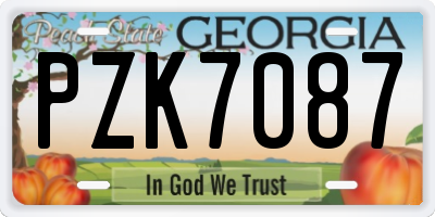 GA license plate PZK7087