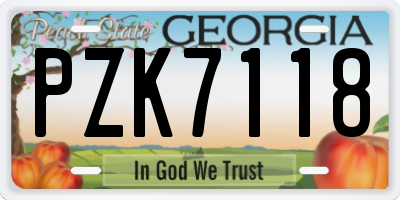 GA license plate PZK7118