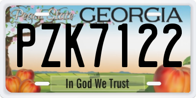 GA license plate PZK7122