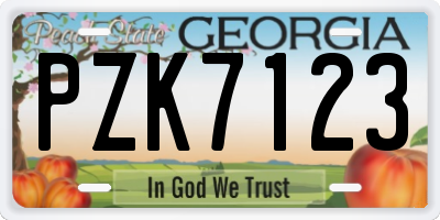 GA license plate PZK7123