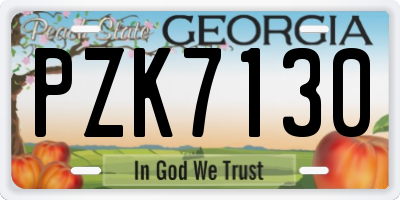 GA license plate PZK7130
