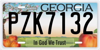 GA license plate PZK7132