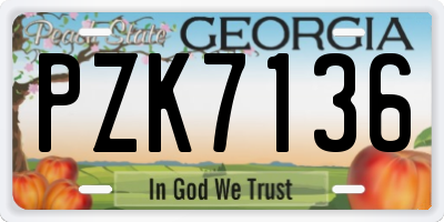 GA license plate PZK7136
