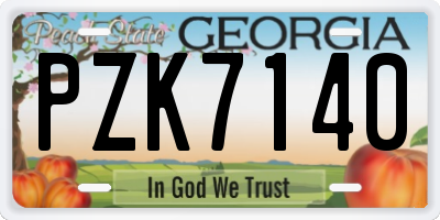 GA license plate PZK7140