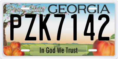 GA license plate PZK7142