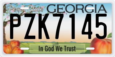 GA license plate PZK7145
