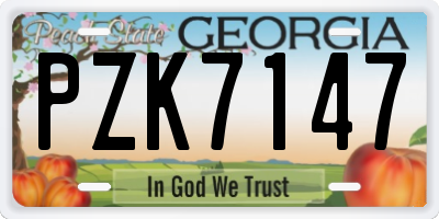 GA license plate PZK7147