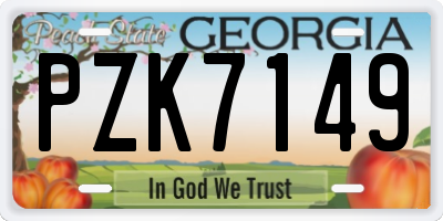 GA license plate PZK7149