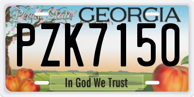 GA license plate PZK7150