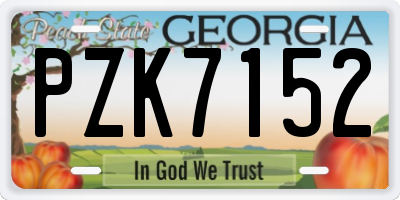 GA license plate PZK7152
